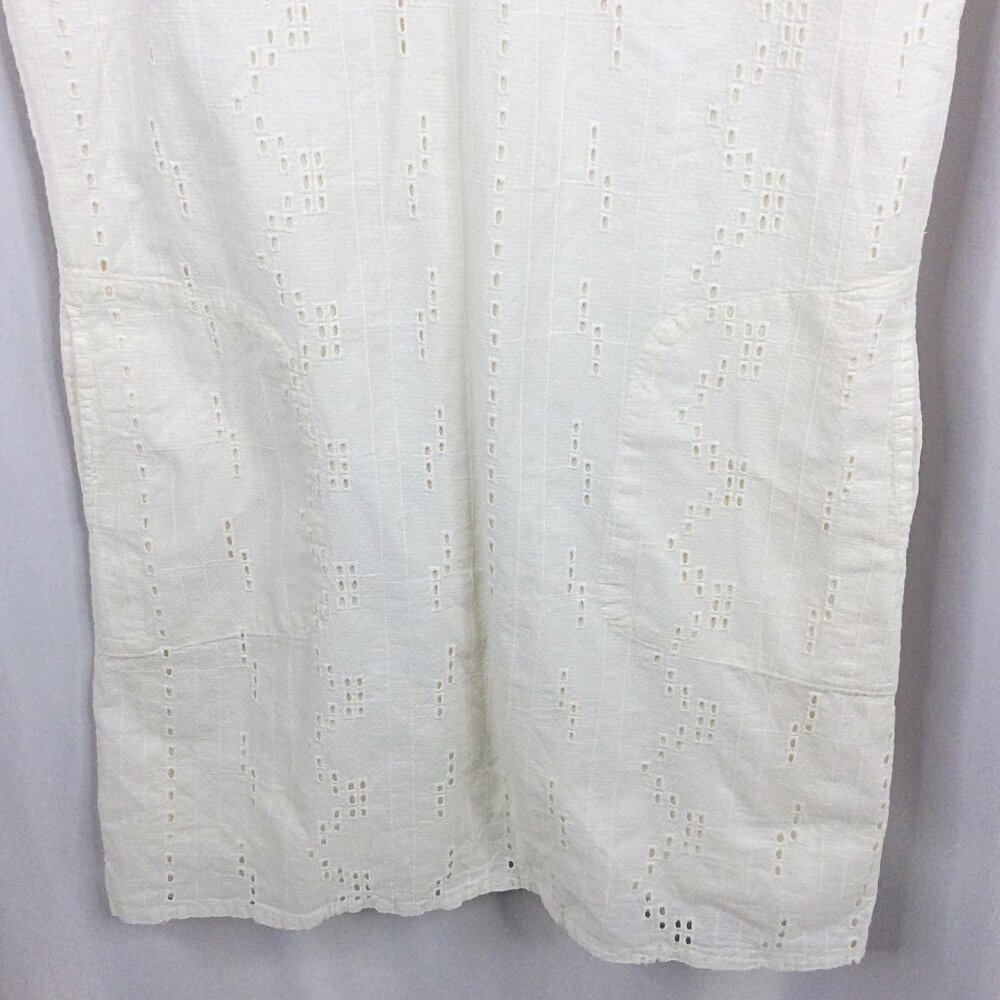 prAna Women's Ladyland Dress Medium White Summer Eyelet Organic Cotton Beachy - Picture 6 of 9